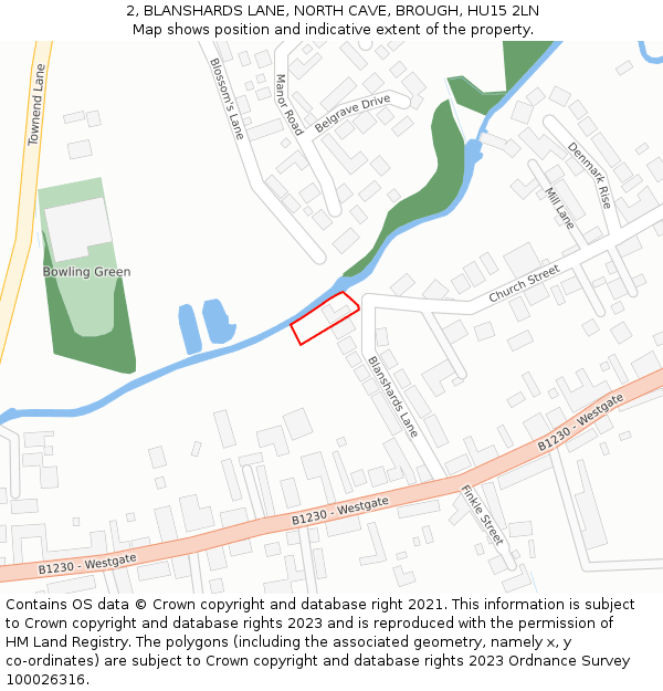 2, BLANSHARDS LANE, NORTH CAVE, BROUGH, HU15 2LN: Location map and indicative extent of plot