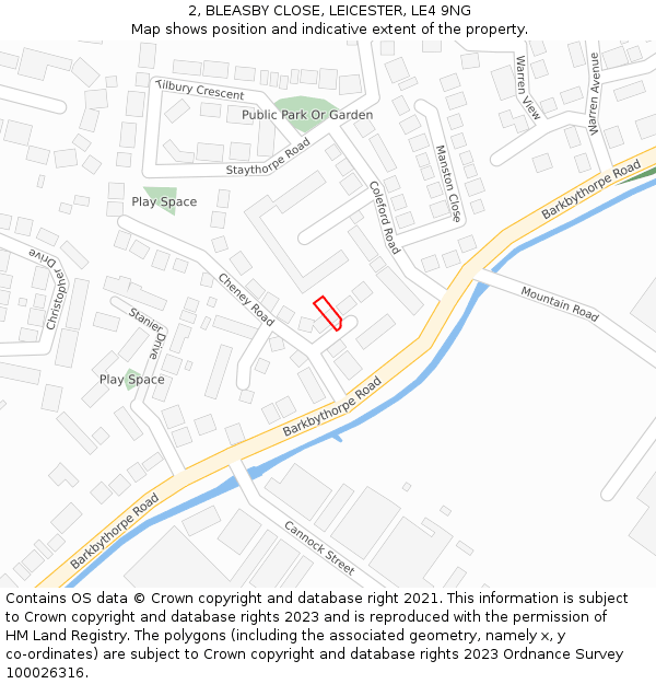 2, BLEASBY CLOSE, LEICESTER, LE4 9NG: Location map and indicative extent of plot