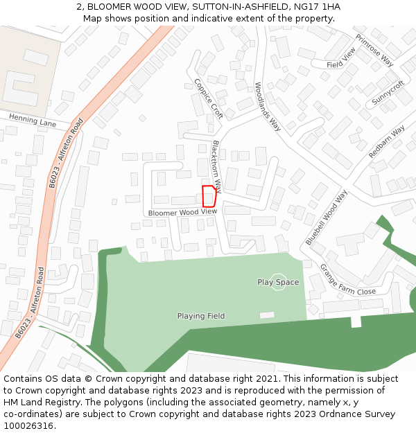 2, BLOOMER WOOD VIEW, SUTTON-IN-ASHFIELD, NG17 1HA: Location map and indicative extent of plot