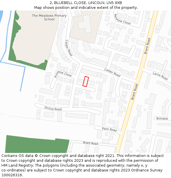 2, BLUEBELL CLOSE, LINCOLN, LN5 9XB: Location map and indicative extent of plot