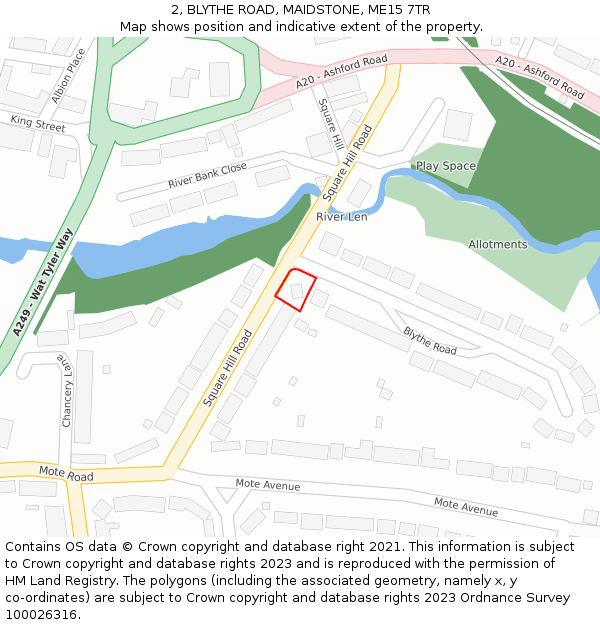 2, BLYTHE ROAD, MAIDSTONE, ME15 7TR: Location map and indicative extent of plot