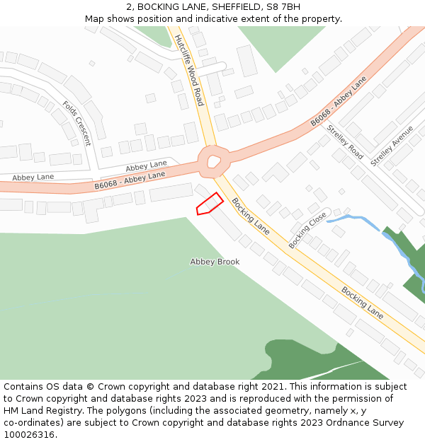 2, BOCKING LANE, SHEFFIELD, S8 7BH: Location map and indicative extent of plot