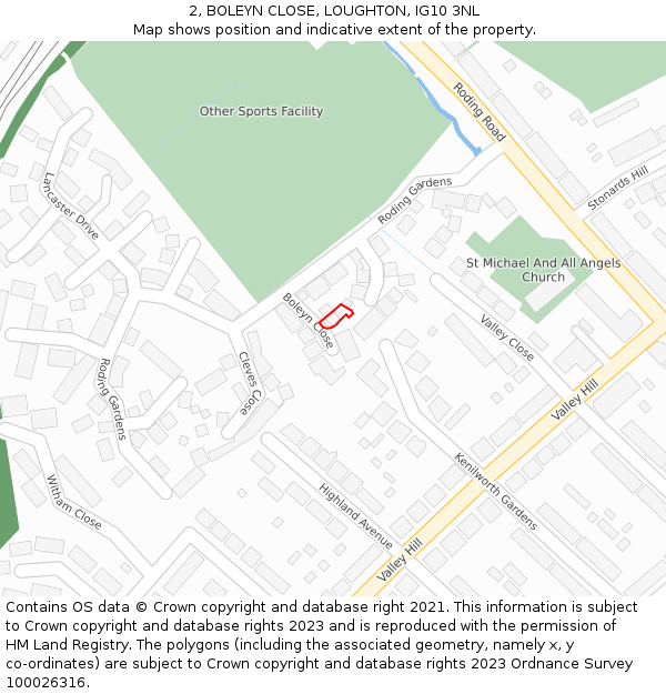2, BOLEYN CLOSE, LOUGHTON, IG10 3NL: Location map and indicative extent of plot