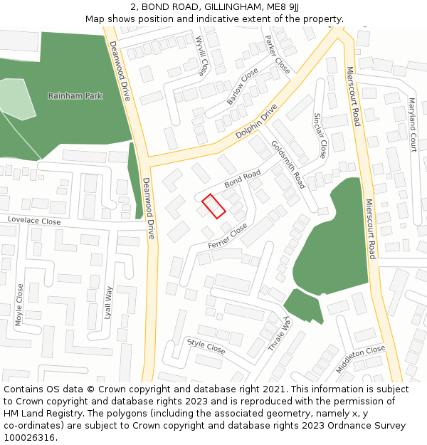 2, BOND ROAD, GILLINGHAM, ME8 9JJ: Location map and indicative extent of plot