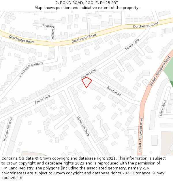 2, BOND ROAD, POOLE, BH15 3RT: Location map and indicative extent of plot