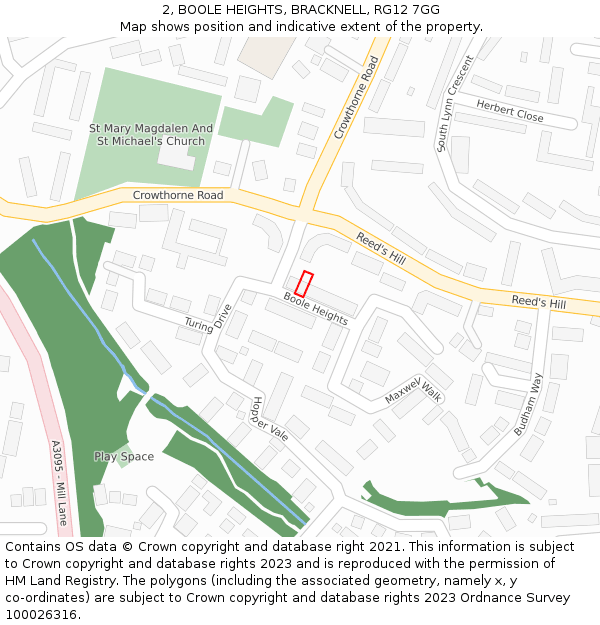 2, BOOLE HEIGHTS, BRACKNELL, RG12 7GG: Location map and indicative extent of plot