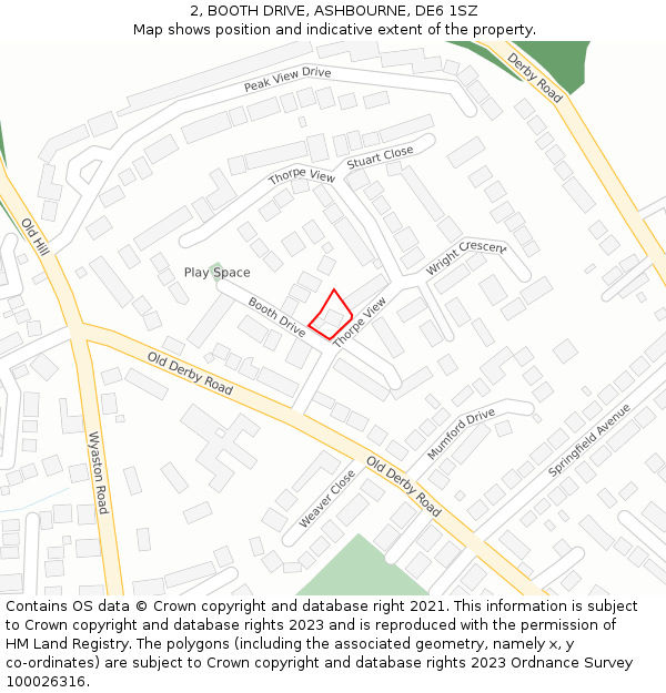 2, BOOTH DRIVE, ASHBOURNE, DE6 1SZ: Location map and indicative extent of plot