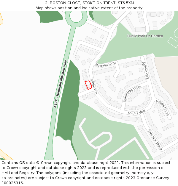 2, BOSTON CLOSE, STOKE-ON-TRENT, ST6 5XN: Location map and indicative extent of plot