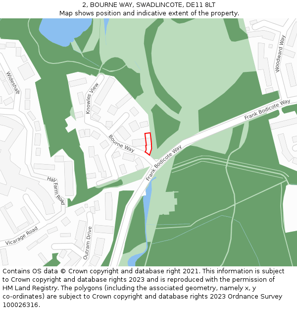 2, BOURNE WAY, SWADLINCOTE, DE11 8LT: Location map and indicative extent of plot