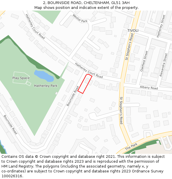 2, BOURNSIDE ROAD, CHELTENHAM, GL51 3AH: Location map and indicative extent of plot