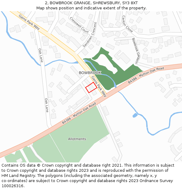 2, BOWBROOK GRANGE, SHREWSBURY, SY3 8XT: Location map and indicative extent of plot