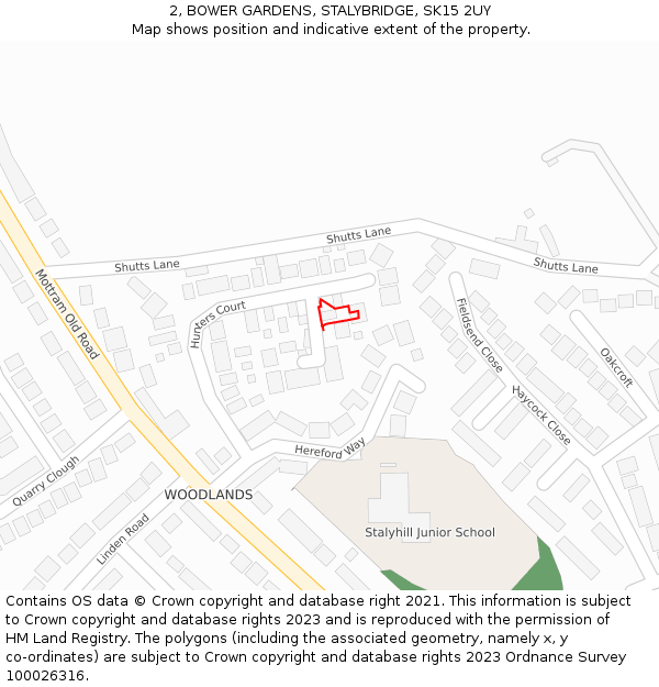 2, BOWER GARDENS, STALYBRIDGE, SK15 2UY: Location map and indicative extent of plot