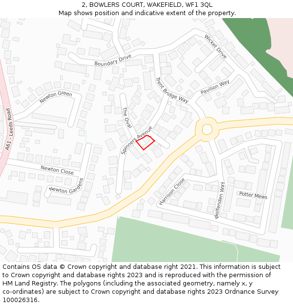 2, BOWLERS COURT, WAKEFIELD, WF1 3QL: Location map and indicative extent of plot