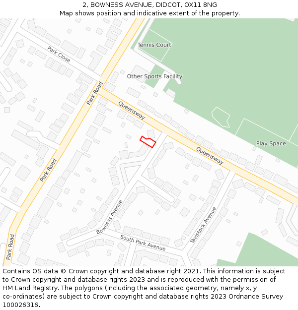 2, BOWNESS AVENUE, DIDCOT, OX11 8NG: Location map and indicative extent of plot