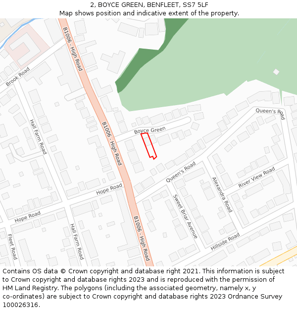2, BOYCE GREEN, BENFLEET, SS7 5LF: Location map and indicative extent of plot