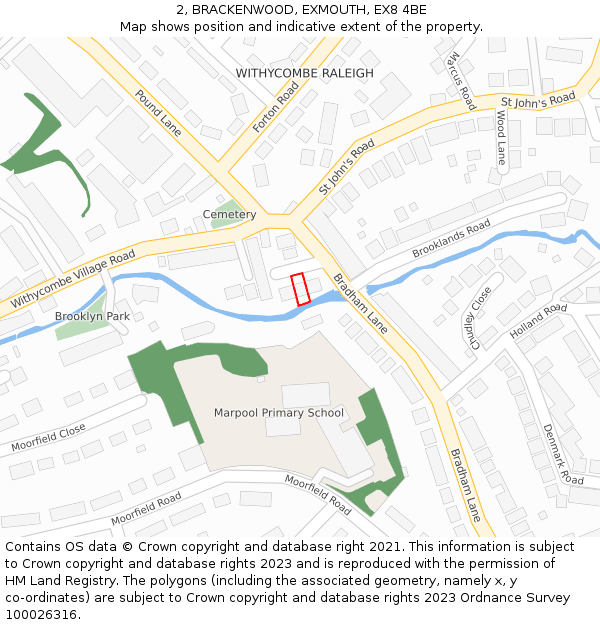 2, BRACKENWOOD, EXMOUTH, EX8 4BE: Location map and indicative extent of plot