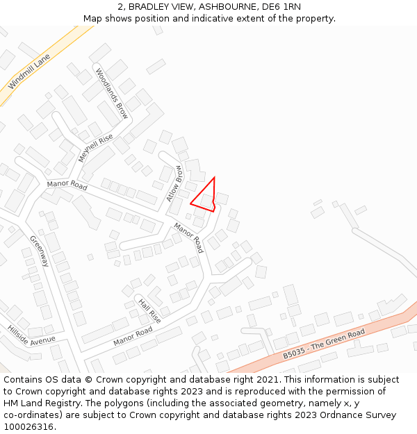 2, BRADLEY VIEW, ASHBOURNE, DE6 1RN: Location map and indicative extent of plot