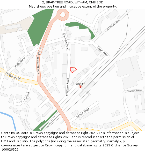 2, BRAINTREE ROAD, WITHAM, CM8 2DD: Location map and indicative extent of plot