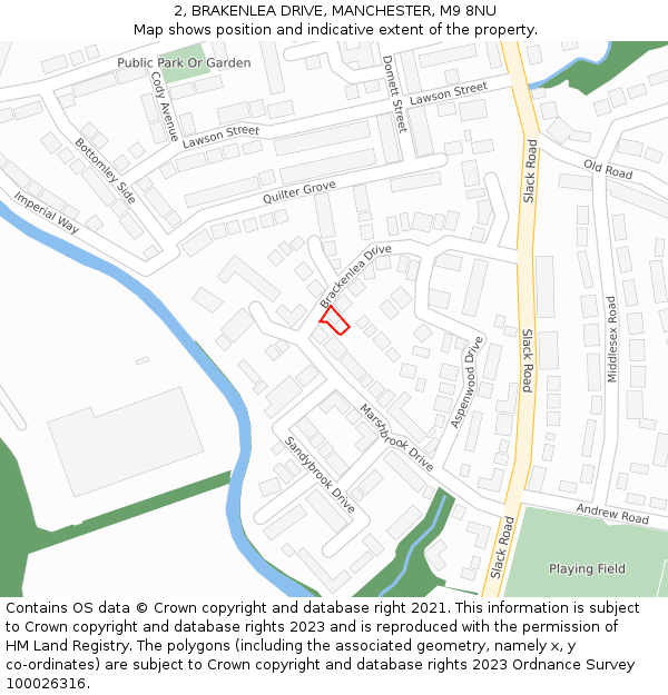 2, BRAKENLEA DRIVE, MANCHESTER, M9 8NU: Location map and indicative extent of plot