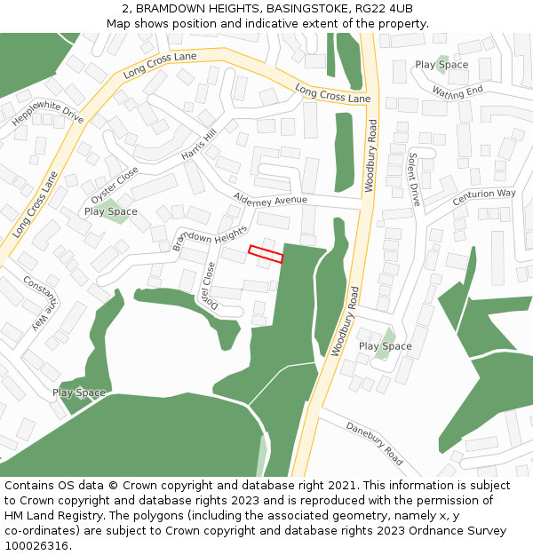 2, BRAMDOWN HEIGHTS, BASINGSTOKE, RG22 4UB: Location map and indicative extent of plot