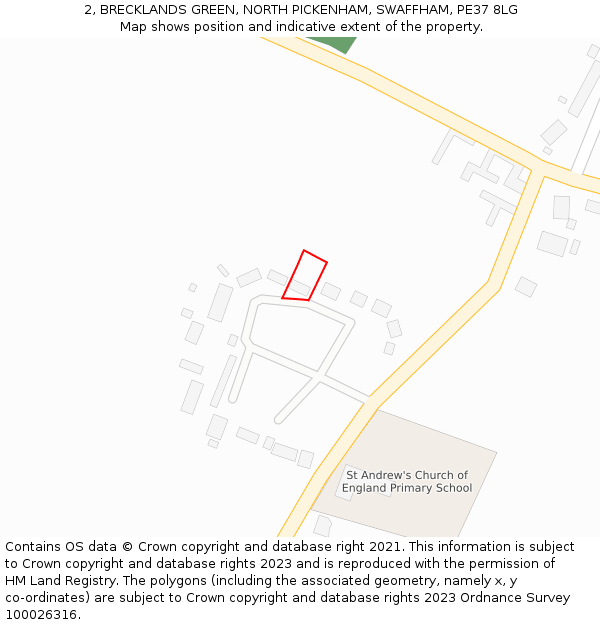 2, BRECKLANDS GREEN, NORTH PICKENHAM, SWAFFHAM, PE37 8LG: Location map and indicative extent of plot