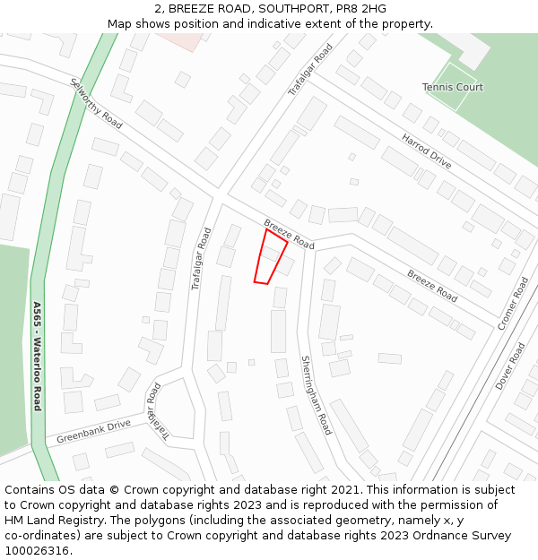 2, BREEZE ROAD, SOUTHPORT, PR8 2HG: Location map and indicative extent of plot