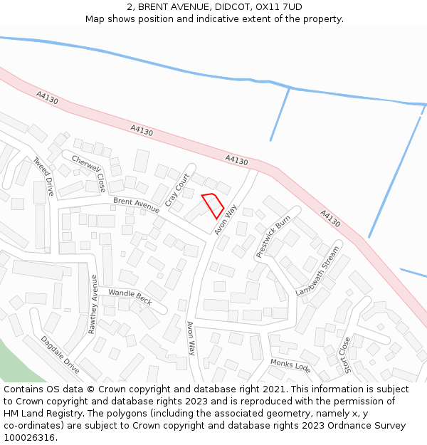 2, BRENT AVENUE, DIDCOT, OX11 7UD: Location map and indicative extent of plot