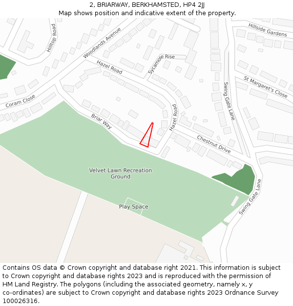 2, BRIARWAY, BERKHAMSTED, HP4 2JJ: Location map and indicative extent of plot