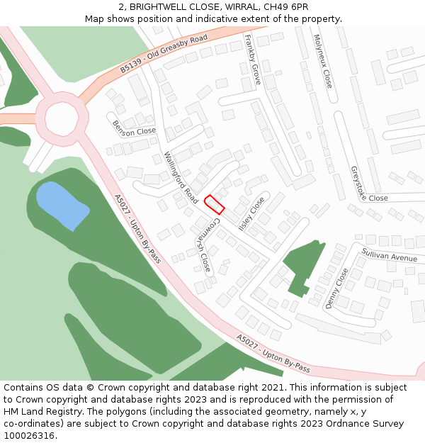 2, BRIGHTWELL CLOSE, WIRRAL, CH49 6PR: Location map and indicative extent of plot