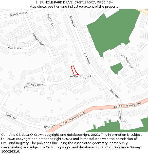 2, BRINDLE PARK DRIVE, CASTLEFORD, WF10 4SH: Location map and indicative extent of plot