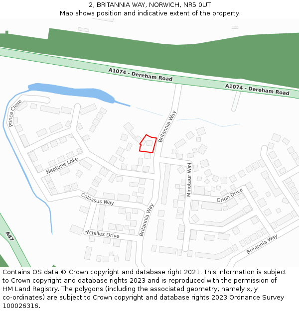 2, BRITANNIA WAY, NORWICH, NR5 0UT: Location map and indicative extent of plot