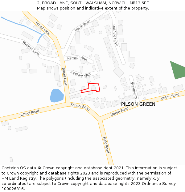 2, BROAD LANE, SOUTH WALSHAM, NORWICH, NR13 6EE: Location map and indicative extent of plot