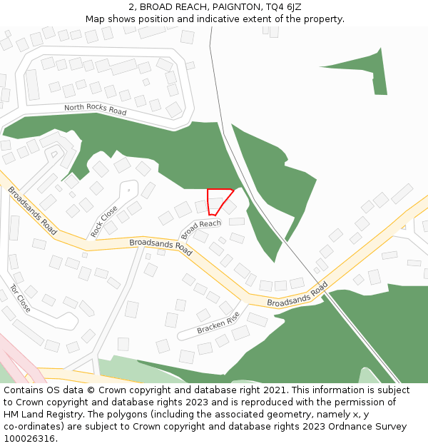 2, BROAD REACH, PAIGNTON, TQ4 6JZ: Location map and indicative extent of plot