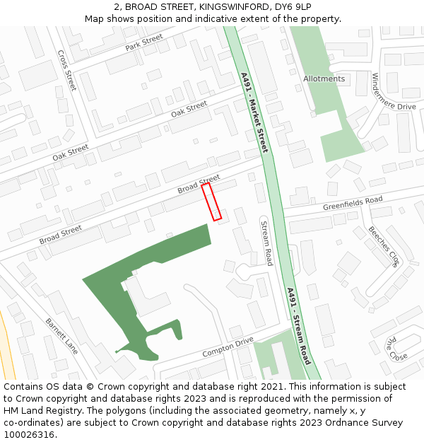 2, BROAD STREET, KINGSWINFORD, DY6 9LP: Location map and indicative extent of plot