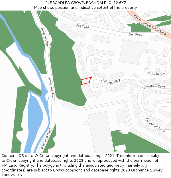 2, BROADLEA GROVE, ROCHDALE, OL12 6XZ: Location map and indicative extent of plot