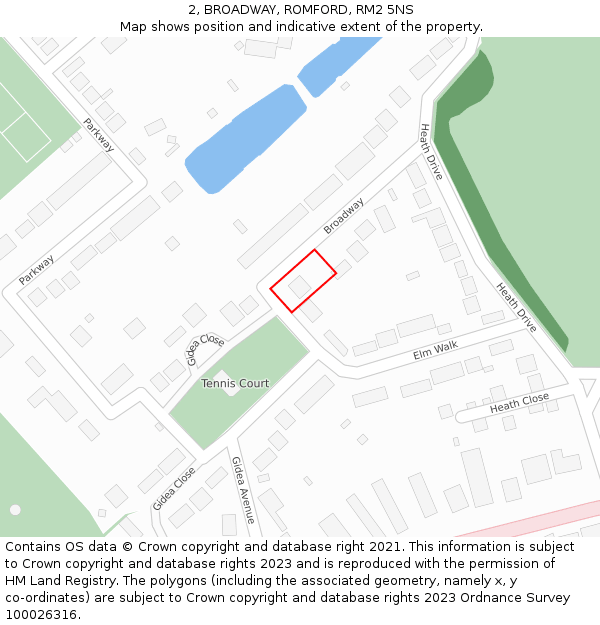 2, BROADWAY, ROMFORD, RM2 5NS: Location map and indicative extent of plot