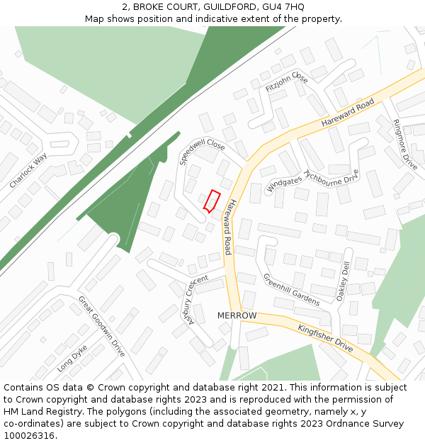 2, BROKE COURT, GUILDFORD, GU4 7HQ: Location map and indicative extent of plot