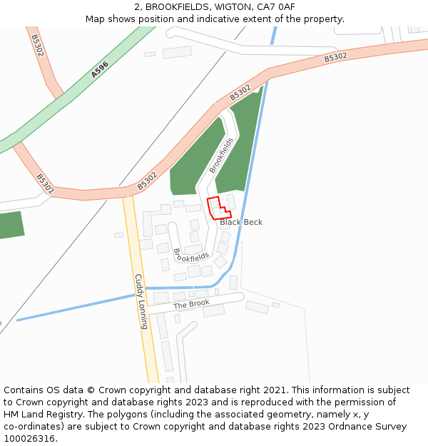 2, BROOKFIELDS, WIGTON, CA7 0AF: Location map and indicative extent of plot