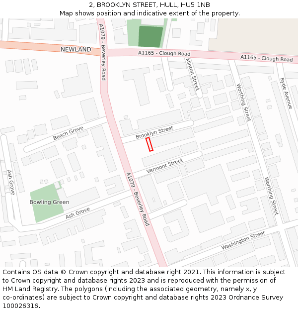 2, BROOKLYN STREET, HULL, HU5 1NB: Location map and indicative extent of plot