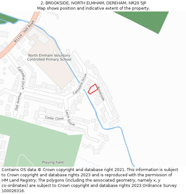 2, BROOKSIDE, NORTH ELMHAM, DEREHAM, NR20 5JP: Location map and indicative extent of plot