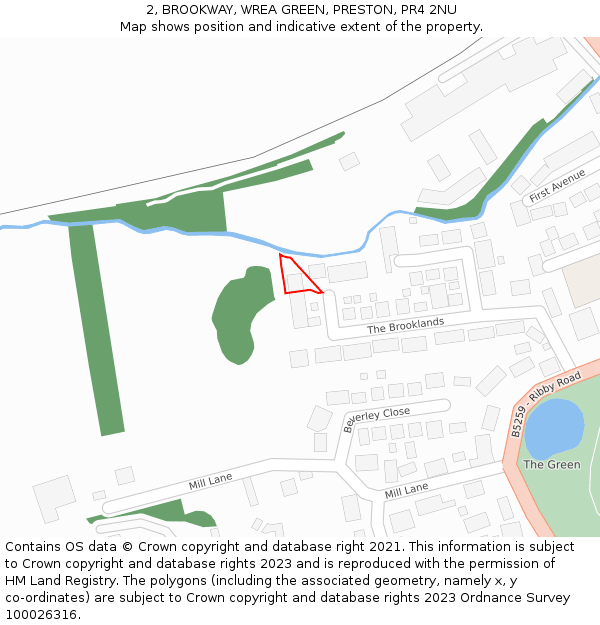 2, BROOKWAY, WREA GREEN, PRESTON, PR4 2NU: Location map and indicative extent of plot