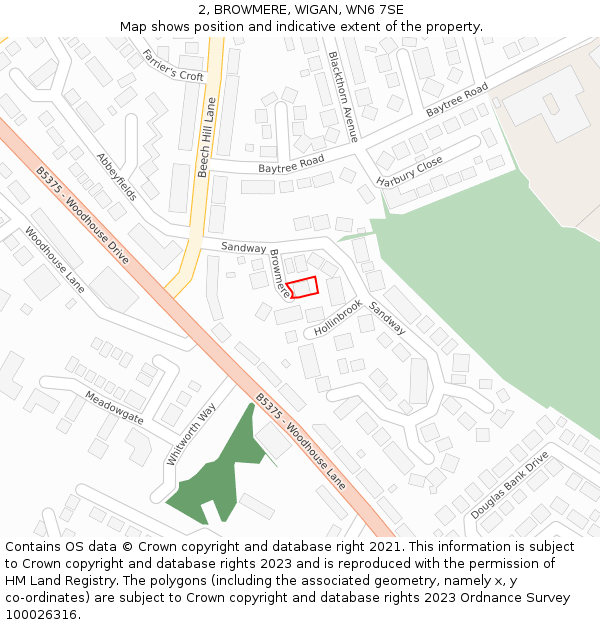 2, BROWMERE, WIGAN, WN6 7SE: Location map and indicative extent of plot