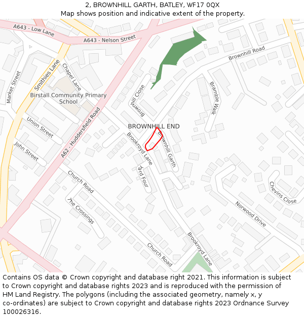 2, BROWNHILL GARTH, BATLEY, WF17 0QX: Location map and indicative extent of plot
