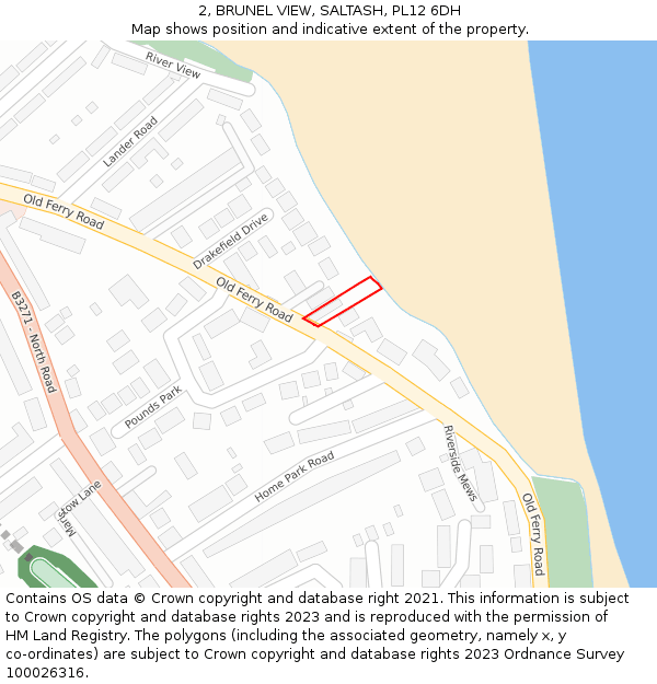 2, BRUNEL VIEW, SALTASH, PL12 6DH: Location map and indicative extent of plot