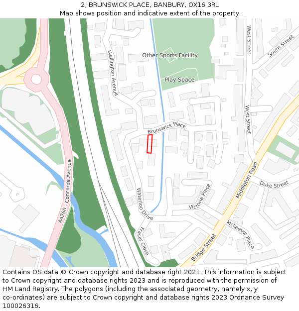 2, BRUNSWICK PLACE, BANBURY, OX16 3RL: Location map and indicative extent of plot