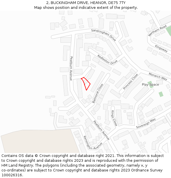 2, BUCKINGHAM DRIVE, HEANOR, DE75 7TY: Location map and indicative extent of plot