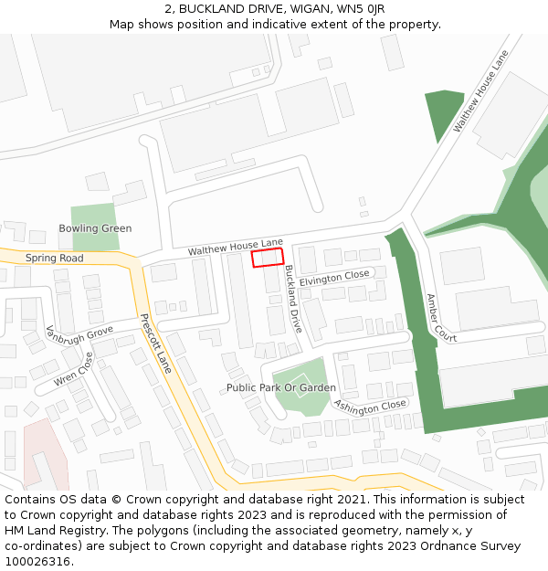 2, BUCKLAND DRIVE, WIGAN, WN5 0JR: Location map and indicative extent of plot