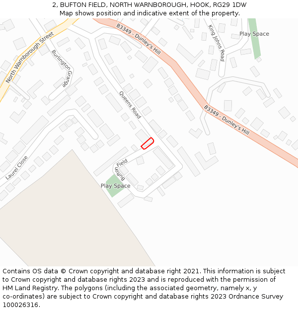 2, BUFTON FIELD, NORTH WARNBOROUGH, HOOK, RG29 1DW: Location map and indicative extent of plot