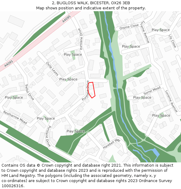 2, BUGLOSS WALK, BICESTER, OX26 3EB: Location map and indicative extent of plot