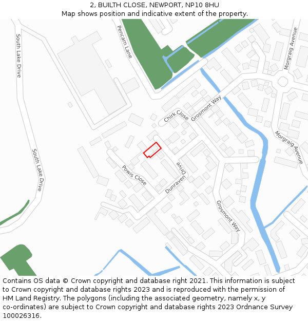 2, BUILTH CLOSE, NEWPORT, NP10 8HU: Location map and indicative extent of plot